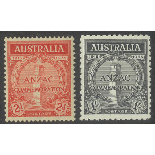 Australia 1935 ANZAC Set of 2 Stamps SG154/55 MUH #AUBK