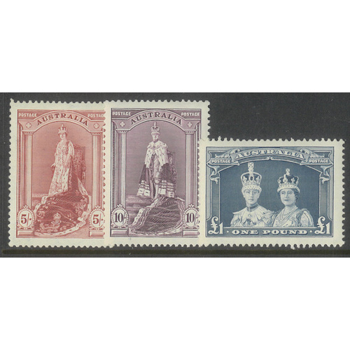 Australia 1938 Robes Thick Paper Set/3 Stamps SG176/78 Fine Centring MUH #AUBK