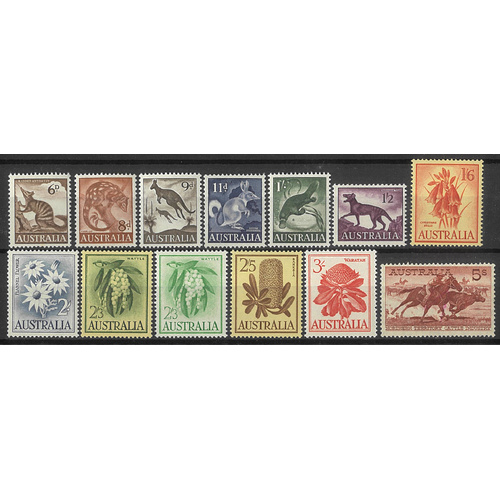 Australia 1959-64 Flora & Fauna 12 Stamps plus 5/- Stockman SG316/27 MUH #AUBK