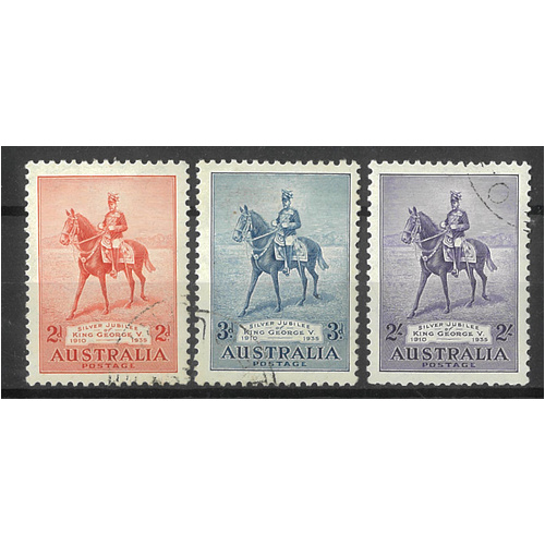 Australia 1935 Silver Jubilee Set of 3 Stamps SG156/58 CTO with Gum #AUBK