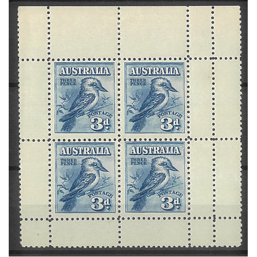 Australia 1928 3d Blue Kookaburra Mini Sheet SG106a Top Margin Only MVLH #AUBK