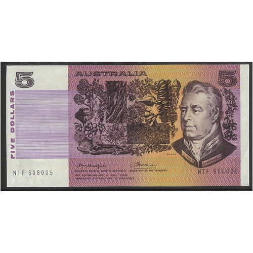 Australia 1976 $5 Banknote Knight/Wheeler Centre Thread Gothic S/N R206a VF #3-67