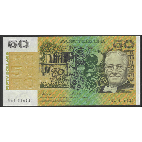 Australia 1991 $50 Banknote Fraser/Cole No Plate Letter R513b EF+ #50-8