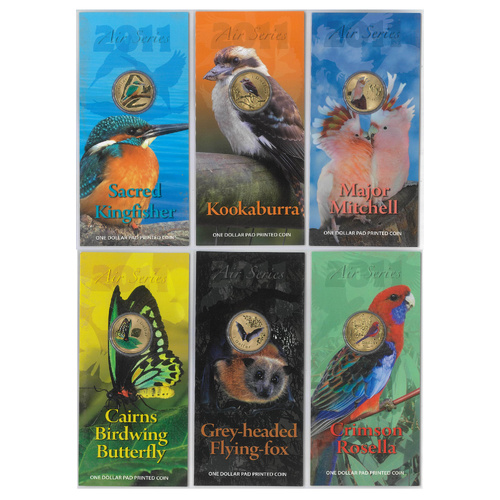 Australia 2011 Air Series Complete Set of 6 $1 Coloured UNC Coins in Card