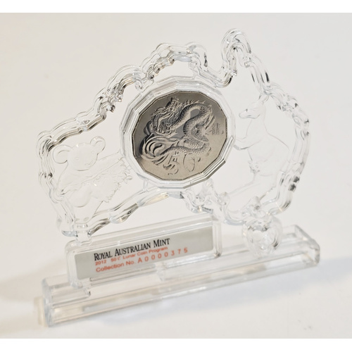 Australia 2012 Year of The Dragon 50c UNC Coin in Display Holder