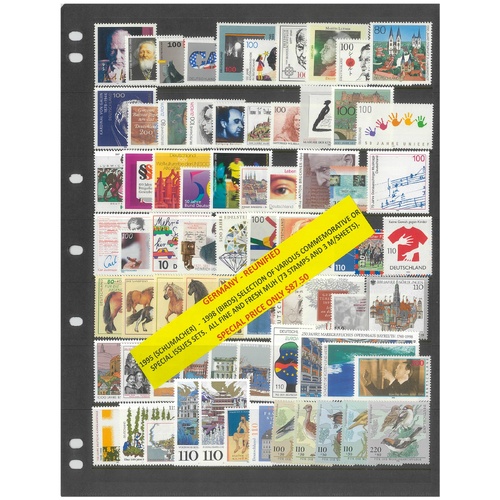Germany Reunified 1995-98 Various Commemorative Sets 73 Stamps & 3 Mini Sheets MUH #476
