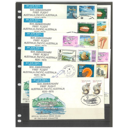 1976 50th Anniv First Flight Australia-Pacific-Australia 11 Covers Some Signed 35-4