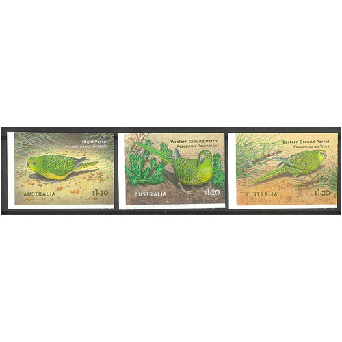 Australia 2024 Parrots Set of 3 Self-adhesive Stamps MUH 