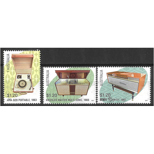 Australia 2024 Retro Audio Set of 3 Stamps MUH 