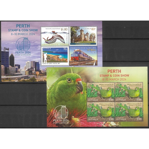 Australia 2024 Perth Stamp & Coin Show Set/2 Mini Sheets MUH