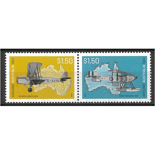 Australia 2024 Around Australia Flights 100 Years Set of 2 Stamps MUH