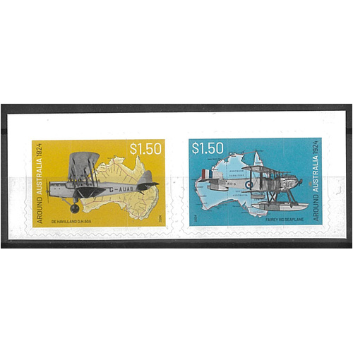 Australia 2024 Around Australia Flights 100 Years Set of 2 Self-adhesive Stamps MUH