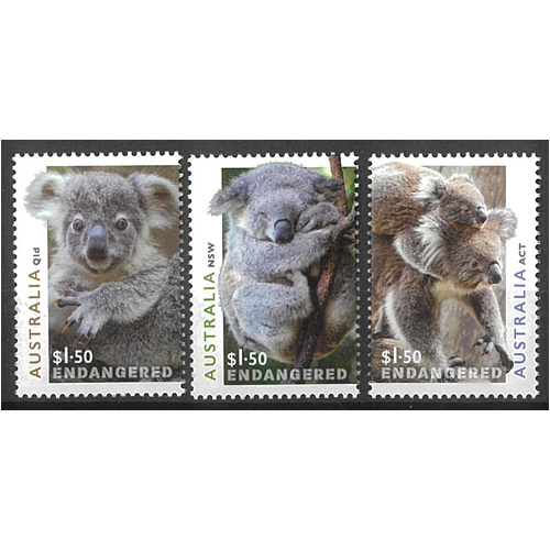 Australia 2024 Koalas in Danger Set of 3 Stamps MUH