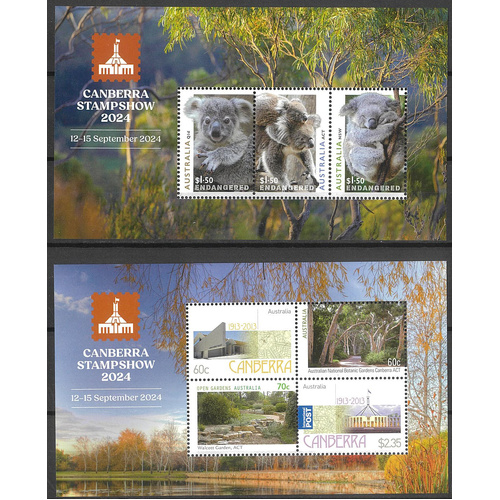 Australia 2024 Canberra Stamp Show Set of 2 Mini Sheets MUH