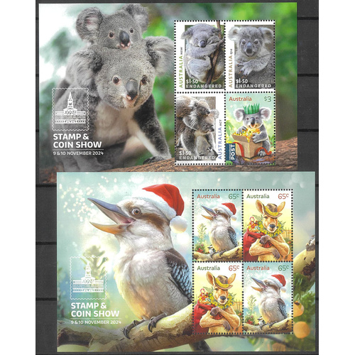 Australia 2024 Brisbane Stamp & Coin Show Set of 2 Mini Sheets MUH