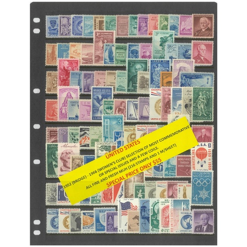 USA 1952-66 Commemorative Issues & A Few Coils 216 Stamps & 1 Mini Sheet MUH #263