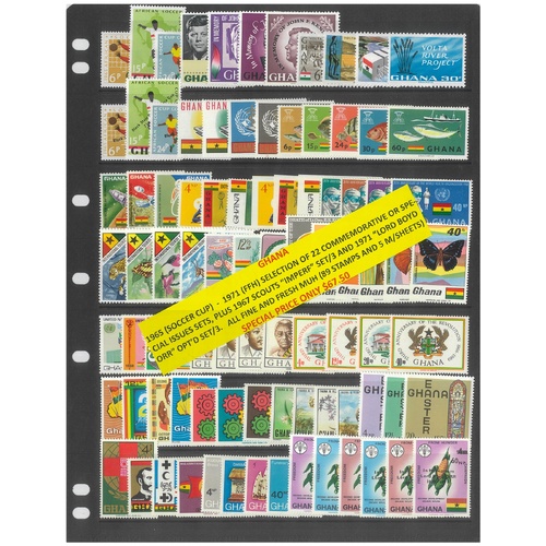 Ghana 1965-71 Selection of 22 Commemorative Sets 89 Stamps & 5 Mini Sheets MUH #435