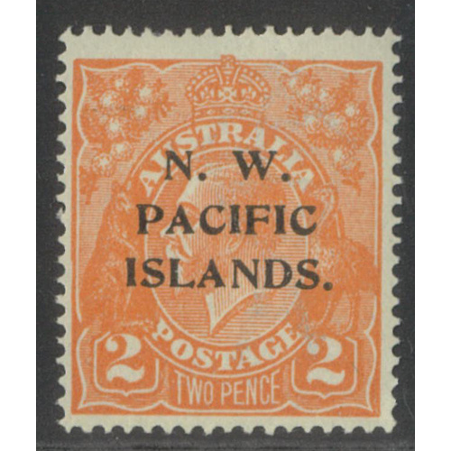 New Guinea N.W.P.I. 1921 KGV Single Crown WMK 2d Stamp Orange SG121 MLH #AUBK