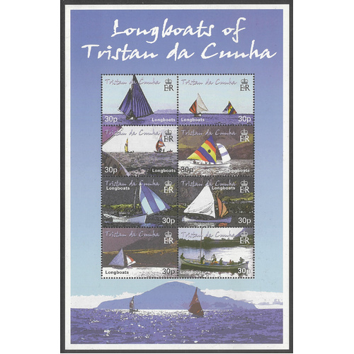 Tristan Da Cunha 2001 Longboats Sheetlet/8 Stamps SG708a MUH 35-7