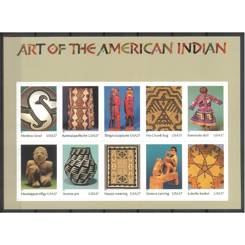 USA 2004 American Indian Art Pane/10 Stamps Scott 3873 MUH 35-11*