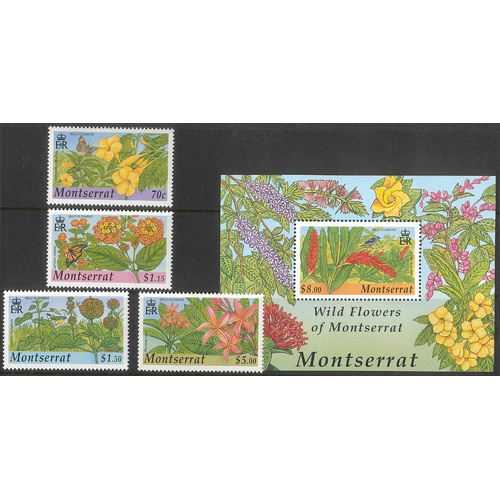 Montserrat 2002 Wild Flowers Set/4 Stamps & Mini Sheet SG1227/31 MUH 35-16