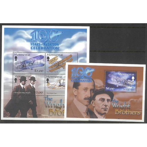 Montserrat 2003 Powered Flight Anniversary Set/2 Mini Sheets SG1234/35 MUH 35-16