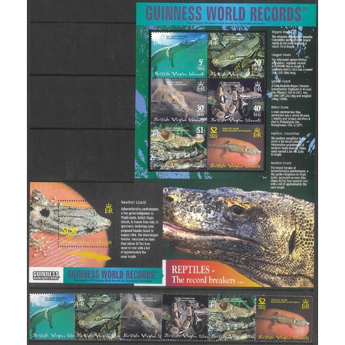 British Virgin Isl 2002 Reptiles Set/6 Stamps, Mini Sheet & Sheetlet SG1089/95 MUH 35-17