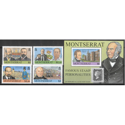 Montserrat 2001 Stamp Personalities Set of 4 & Mini Sheet SG1180/84 MUH 35-18