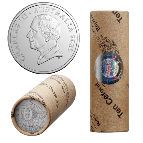 Australia 2025 King Charles III 10c Circulating Coin Premium Rolls Head to Tail