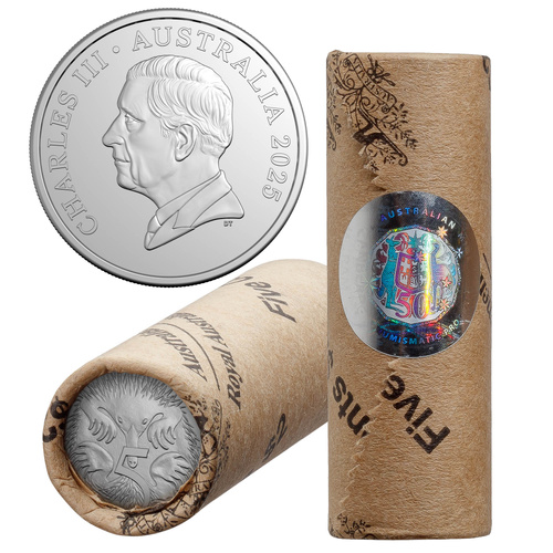 Australia 2025 King Charles III 5c Circulating Coin Premium Rolls Head to Tail