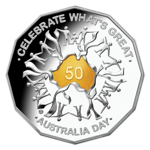 Australia 2010 50c Australia Day Gold Plated Silver Proof Coin
