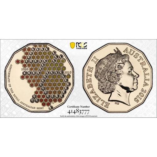 Australia 2015 RAM 50th Anniversary 50c Coloured Coin PCGS MS68