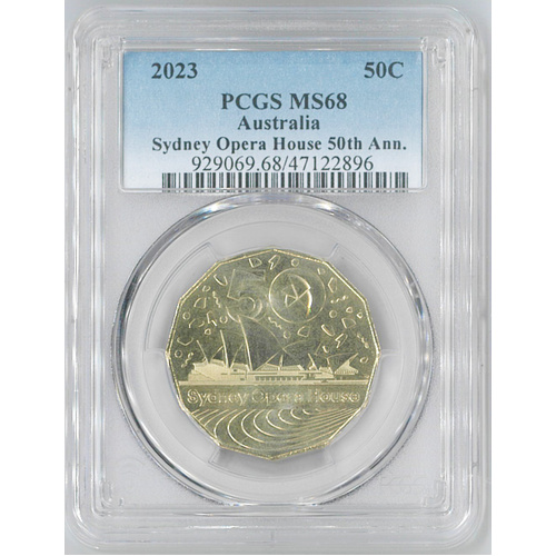Australia 2023 Sydney Opera House 50th Ann. 50c UNC Coin PCGS MS68