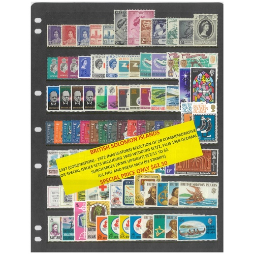 British Solomon Islands 1937-72 Selection of 28 Commemorative Sets 91 Stamps MUH #484