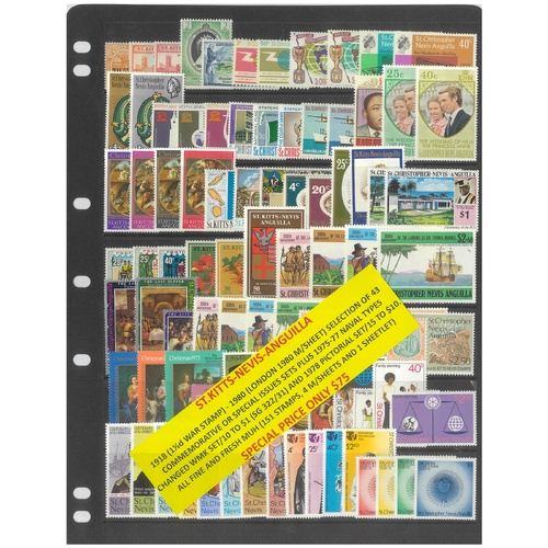 St Kitts Nevis Anguilla 1918-80 Selection of 43 Commemorative Sets 151 Stamps & 5 Sheets MUH #279