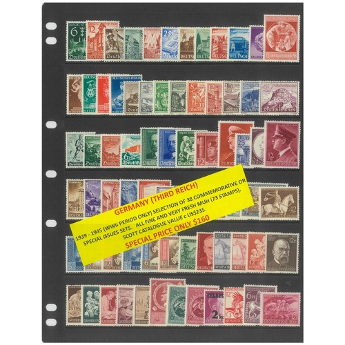 Germany Third Reich 1939-45 Selection of 38 Commemorative Sets 73 Stamps MUH #404