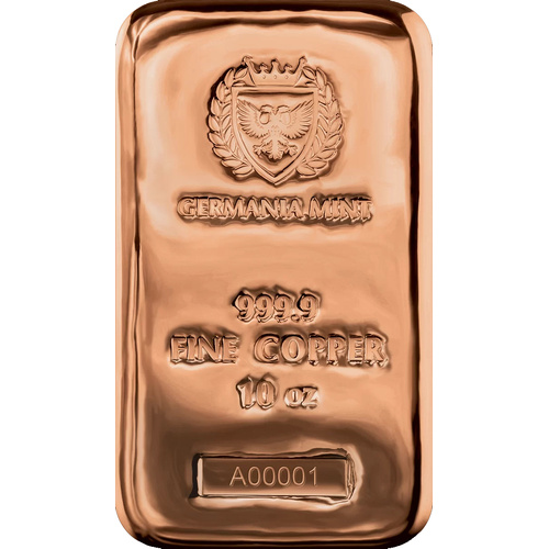 Germania Mint 9999 Fine Copper Cast Bar 10oz