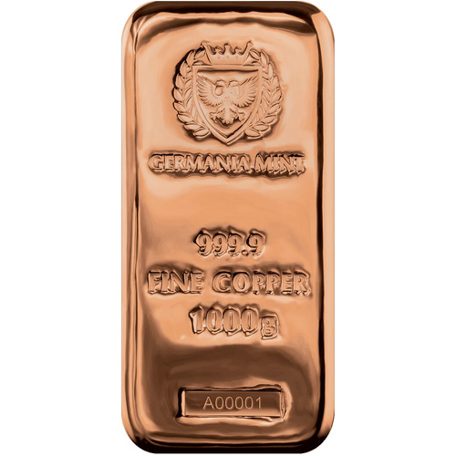 Germania Mint 9999 Fine Copper Cast Bar 1kg