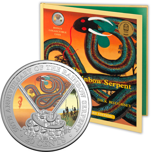Australia 2025 Rainbow Serpent Regular Book 50 Years 20c Coloured UNC Coin