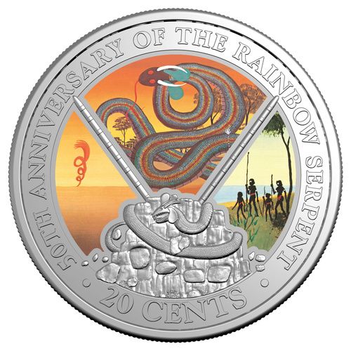 Australia 2025 Rainbow Serpent 50 Years 20c Coloured UNC Coin Carded
