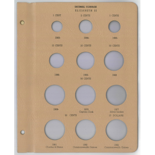 Dansco Supreme Album Coin Page for Australian Decimal Coins