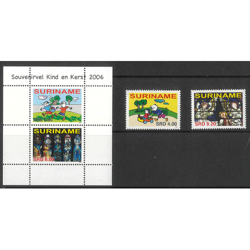 Suriname 2006 Christmas Set of 2 Stamps & Mini Sheet Scott 1344/46 MUH 32-4