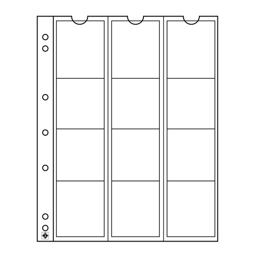 Lighthouse Numis Coin Sheets/Pages 12 Pockets up to 44 mm Acid Free Inserts Pack/5
