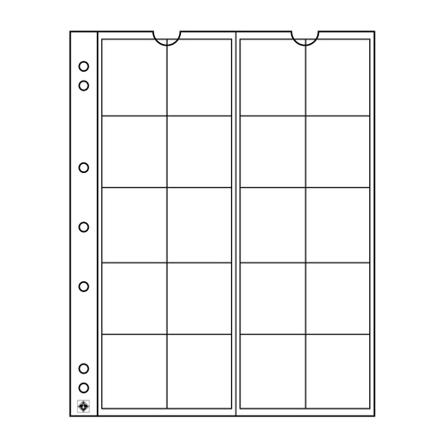 Lighthouse Numis Coin Sheets/Pages 20 Pockets up to 34 mm Acid Free Inserts Pack/5