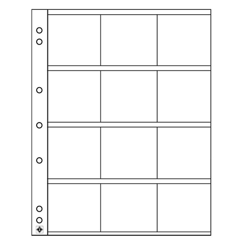 Lighthouse Numis Coin Sheets/Pages 12 Pockets for 2x2" Holders (50x50mm) Pack/5