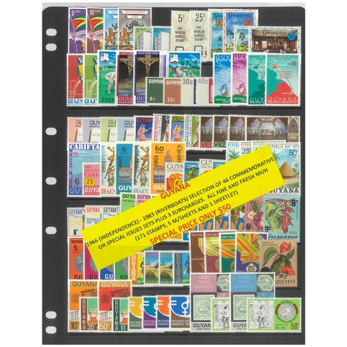 Guyana 1966-83 Selection of 46 Commemorative Sets 171 Stamps & 6 Sheets MUH #454