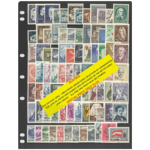 Austria 1952-63 Selection of Commemorative & Charity Sets 82 Stamps MUH #483