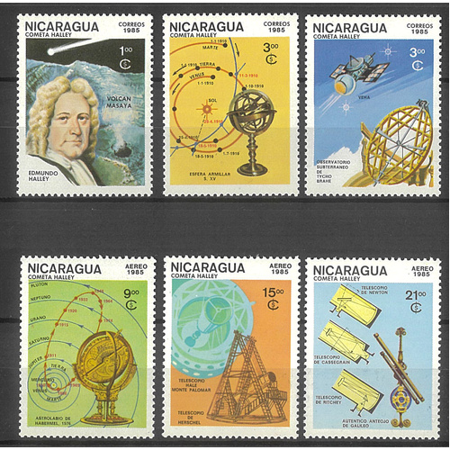 Nicaragua 1985 Halley's Comet Set of 6 Stamps Scott 1484/89 MUH 32-10