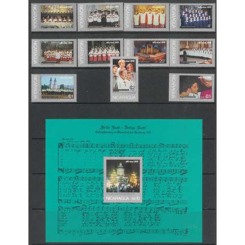 Nicaragua 1975 Christmas Set of 11 Stamps & Mini Sheet MUH 32-13