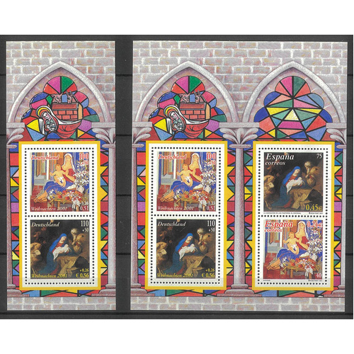 Germany 2001 Christmas Pair & Mini Sheet Joint Issue with Spain Scott B895/96a MUH 32-22
